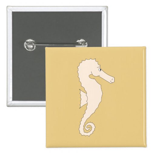 Light Coloured Seahorse on Gold Colour Background Button