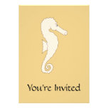 Light Coloured Seahorse on Gold Colour Background Personalised Invite