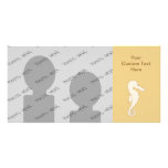 Light Coloured Seahorse on Gold Colour Background Personalised Photo Card