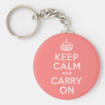 Light Coral Keep Calm and Carry On Keychain