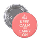Light Coral Keep Calm and Carry On Pin