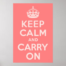 Light Coral Keep Calm and Carry On Print