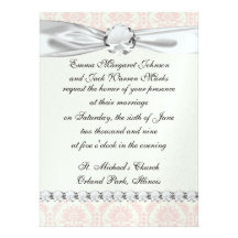 light cream and pink damask custom invite