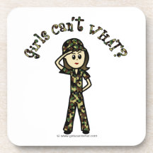 Light Female Army Girl Coaster