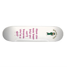 Light Female Graduate in Green Cap and Gown Skateboards