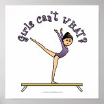 Light Female Gymnast on Balance Beam Posters