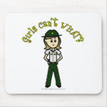 Light Female Sheriff in Green Uniform Mouse Pads