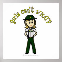 Light Female Sheriff in Green Uniform Print