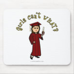 Light Girl Graduate in Red Cap and Gown Mousepad