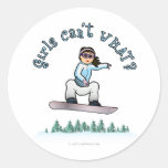 Light Girls Snowboarding Round Stickers