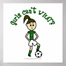 Light Girls Soccer in Green Uniform Print