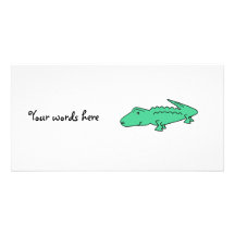 Light green alligator personalized photo card