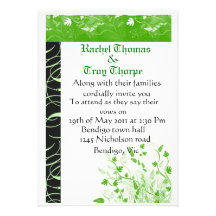 Light green and black damask personalized announcement