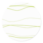 Light Green and White Waves Round Stickers