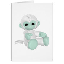Light Green Monkey Greeting Cards