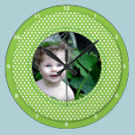 Light Green Polkadot Frame Round Clock wall clocks