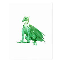Light Green Sitting Dragon Postcards