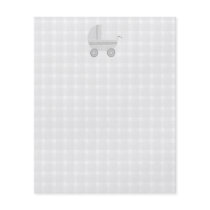 Light grey and white baby pram. full colour flyer