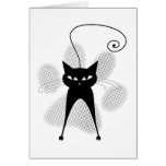 Light Grey Halftone Paw Print & Black Cat Cards