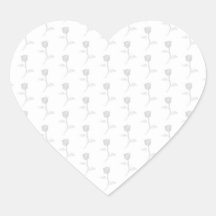 Light Grey Rose Pattern on White. Heart Sticker