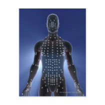 Light map of acupuncture points postcards
