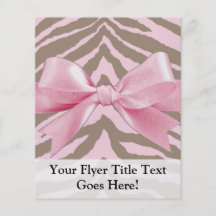Light Pink and Brown Zebra w/ Ribbon Bow Personalized Flyer