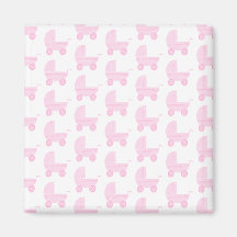 Light Pink and White Baby Stroller Pattern. Magnet