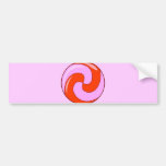LIGHT PINK RED DIGITAL SWIRLS LOLLIPOP CIRCULAR BUMPER STICKER