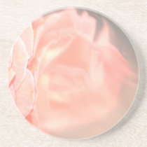 Light pink rose reflection in silver drink coasters