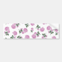 Light pink roses flower pattern on white bumper stickers