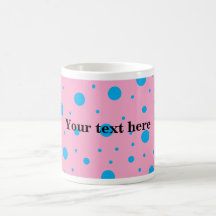 Light pink sky blue tiny and big polka dots coffee mug