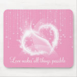 Light Pink Sparkly White Heart Mouse Pad