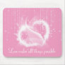 Light Pink Sparkly White Heart Mouse Pad