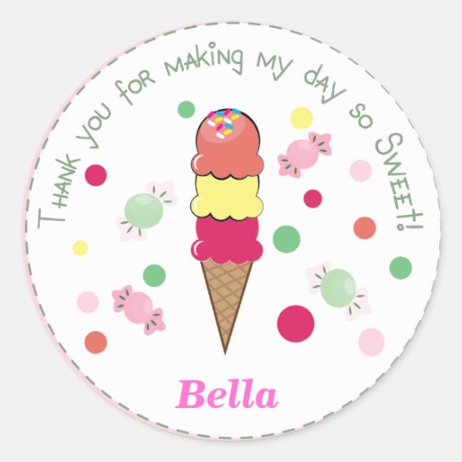 Light Pink Whimsical Ice Cream Party Cute Sticker