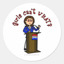 Light Politician Girl Round Stickers
