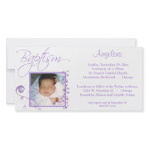 Light Purple Baptism Photo Invitation Customized Photo Card