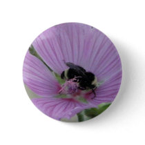 Light Purple Flower With Bee Pinback Buttons
