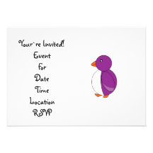 Light purple penguin invites