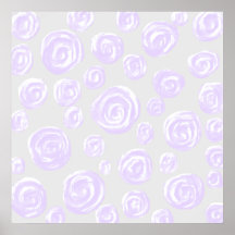 Light purple rose pattern on pale grey. posters
