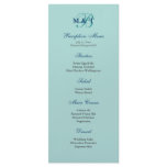 Light Turquoise Blue Monogram Reception Menu
