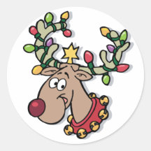 Light-Up Rudolph Round Stickers