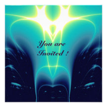 LIGHT WAVES ,Aqua Blue,Turquase,White Invitations