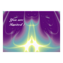 LIGHT WAVES ,Aqua BluePurple,White,Yellow Personalized Invites