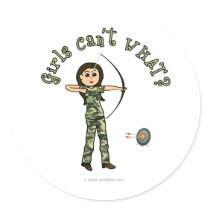 Light Woman Archery in Camouflage Round Sticker