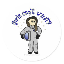Light Woman Astronaut Round Stickers