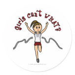 Light Woman Runner in Red Uniform Round Sticker