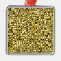 Light Yellow 'Popcorn' Textured Grid Pattern Christmas Tree Ornaments