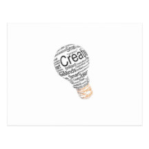 lightbulb with typography celebrating creativity post cards