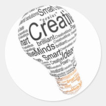 lightbulb with typography celebrating creativity round sticker