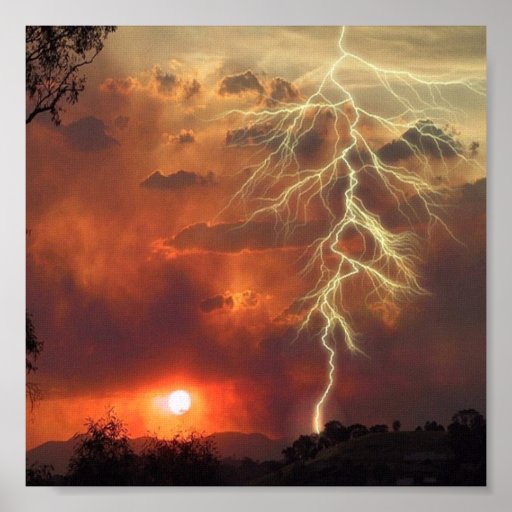 Lightening Sunset Posters